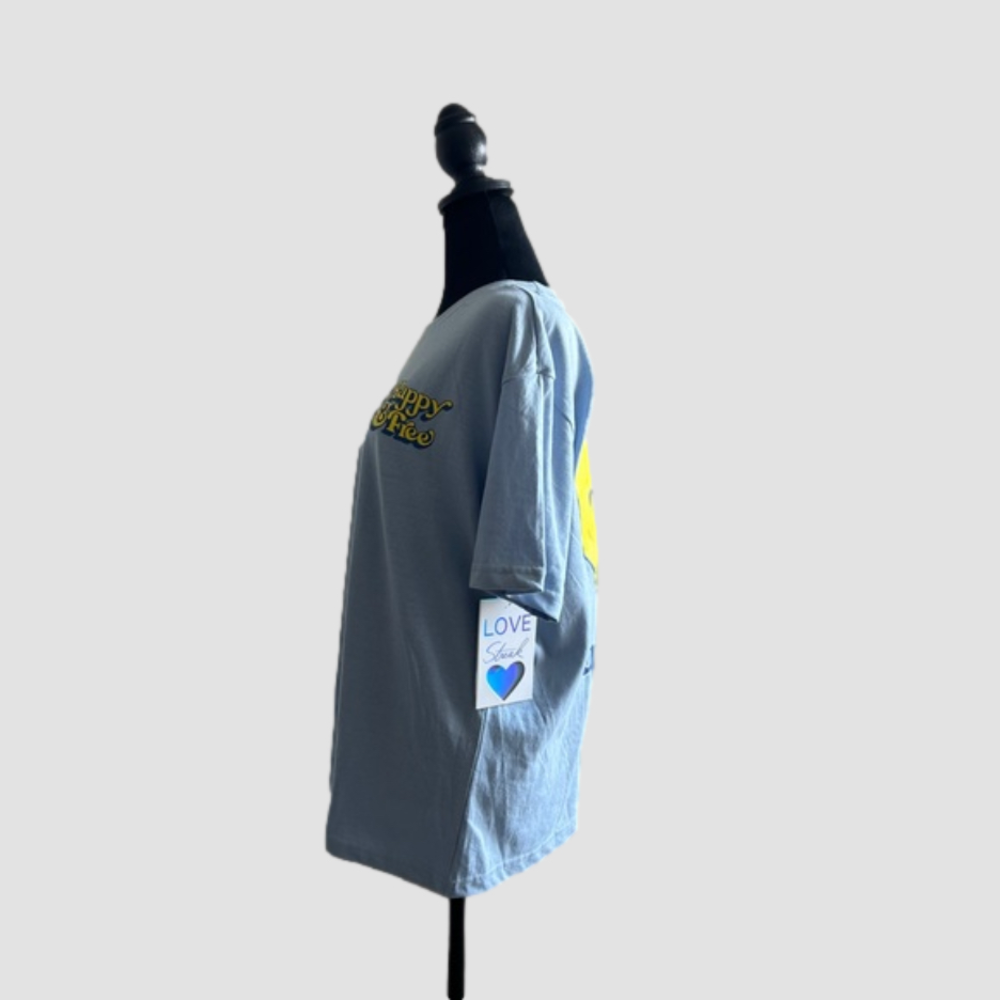 Just Smile LA Blue M T-shirt premium cotton - Picture 3 of 6